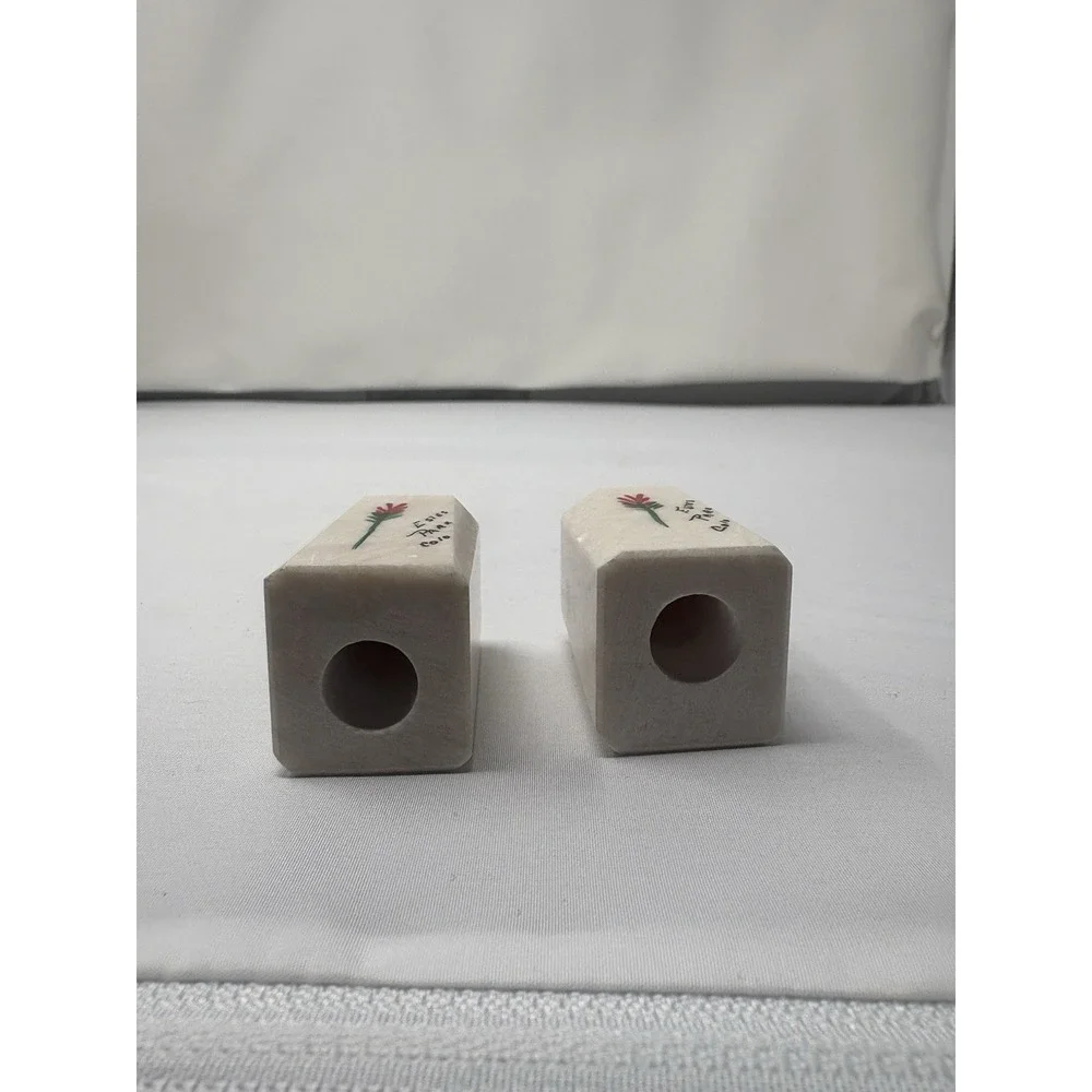 Vintage Colorado Salt Pepper Shakers Hand Painted Floral Stone No Stoppers Tape